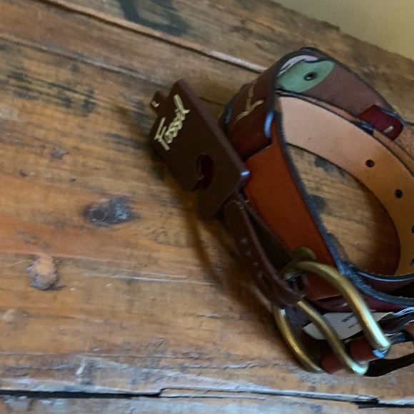 Fossil belt leather patchwork mixed colors - Picture 2 of 7